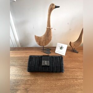 J.Crew black basket clutch. New with tags.